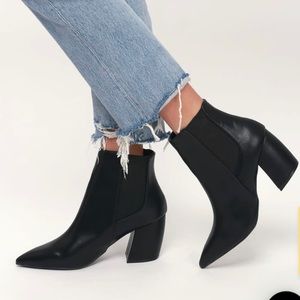 Lulus Black Cecy Black Pointed Toe Ankle Booties Size 8